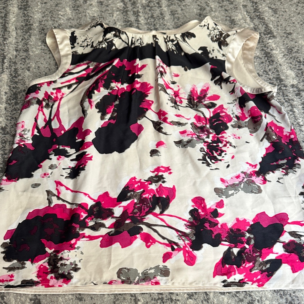 Daisy Fuentes Floral Blouse - Pink, Black, And White